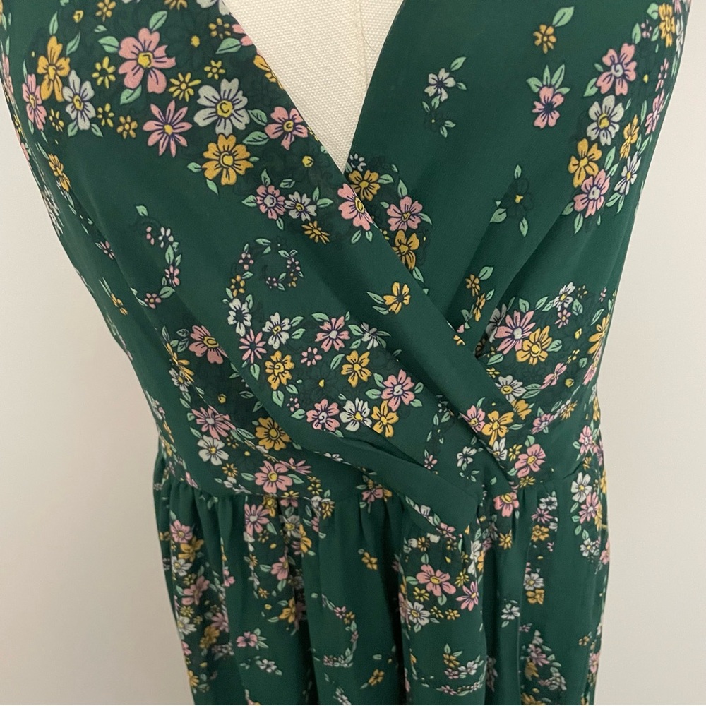 Laundry by Shelli Segal Dress Maxi Floral Surplice Racerback Lined Green Pink - Picture 4 of 14